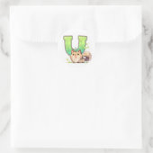 Letter U Hond Anime Ronde Sticker (Tas)