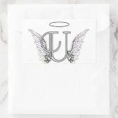 Letter U Initiaal Monogram met Angel Wings & Halo Rechthoekige Sticker (Tas)