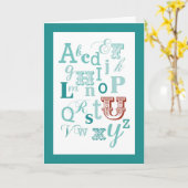 Letter U Initiële Naam Alfabet Verjaardag Teal & R Kaart (Gele Bloem)