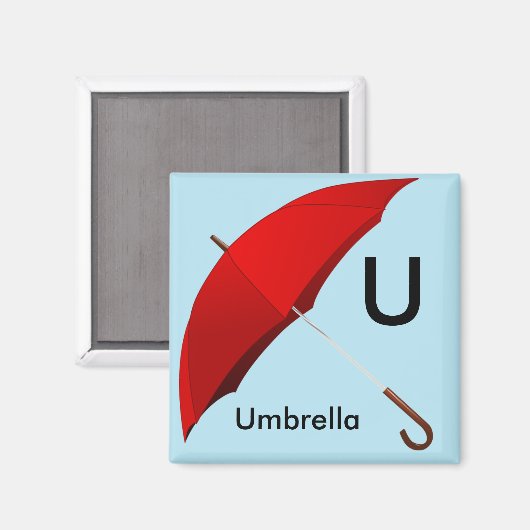 Letter U is voor Paraplu Kindermagneet Magneet (Voorkant / Achterkant)