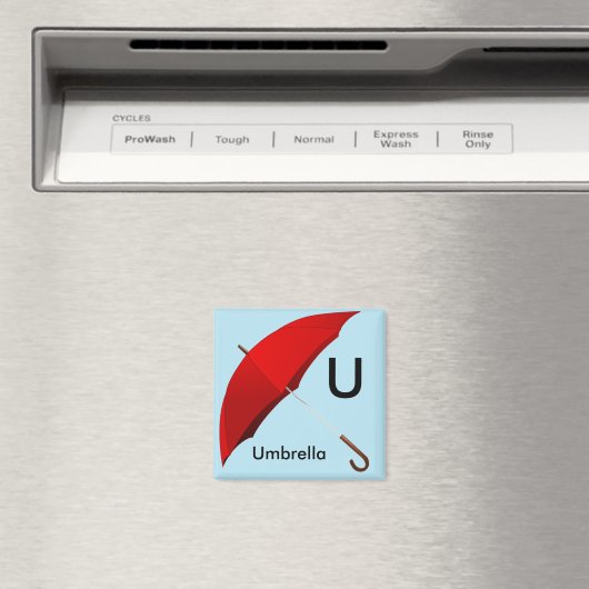 Letter U is voor Paraplu Kindermagneet Magneet (Insitu (Vaatwasser))