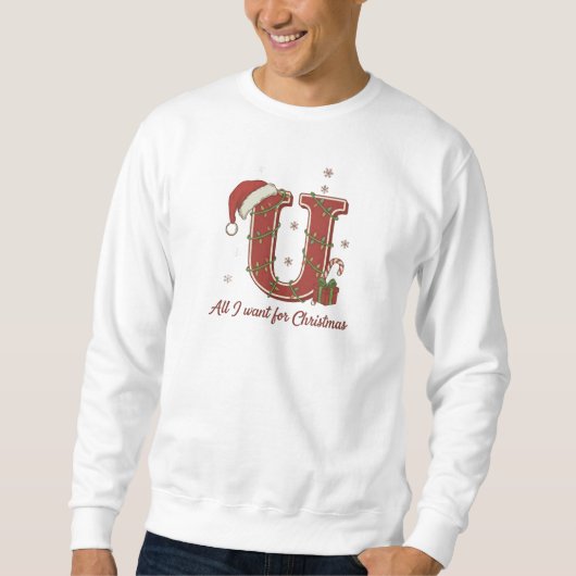 Letter U Kerst Monogram Ontwerp Trui (Voorkant)