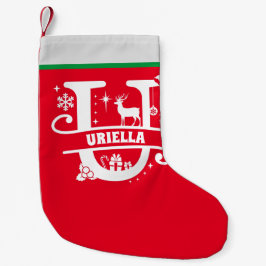 Letter U Kerstmonogram Initiaal Naam Rood wit Kleine Kerstsok