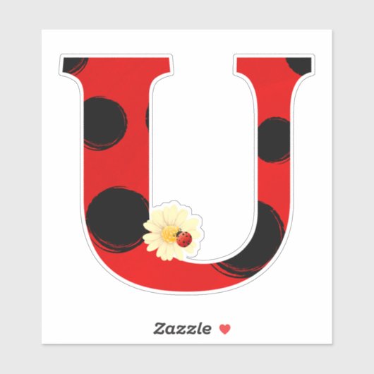 Letter U lieveheersbeestje Print met lieveheersbee Sticker (Vel)