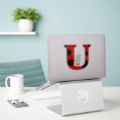 Letter U lieveheersbeestje Print met lieveheersbee Sticker (Laptop op bureau)
