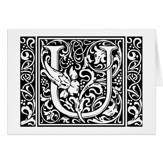 Letter U Middeleeuws Monogram Art Nouveau (Voorkant Horizontaal)
