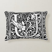 Letter U Middeleeuws Monogram Art Nouveau Accent Kussen (Voorkant)