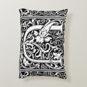 Letter U Middeleeuws Monogram Art Nouveau Accent Kussen (Achterkant (Verticaal))