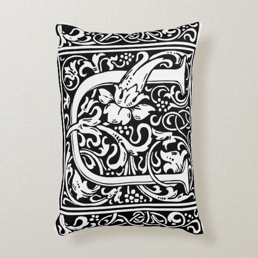 Letter U Middeleeuws Monogram Art Nouveau Accent Kussen (Voorkant(Verticaal))