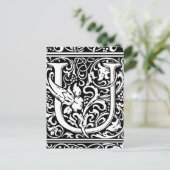 Letter U Middeleeuws Monogram Art Nouveau Briefkaart (Staand voorkant)