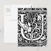 Letter U Middeleeuws Monogram Art Nouveau Briefkaart (Voorkant / Achterkant)
