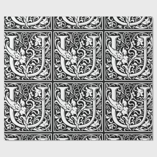 Letter U Middeleeuws Monogram Art Nouveau Cadeaupapier (Vlak)