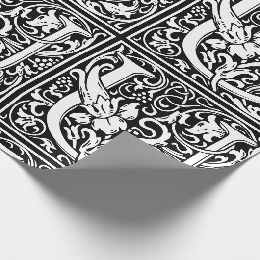 Letter U Middeleeuws Monogram Art Nouveau Cadeaupapier (Hoek)