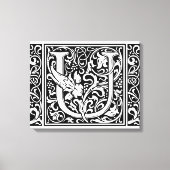Letter U Middeleeuws Monogram Art Nouveau Canvas Afdruk (Voorkant)