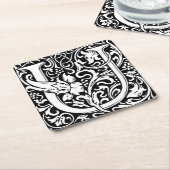 Letter U Middeleeuws Monogram Art Nouveau Kartonnen Onderzetters (Schuin)