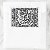 Letter U Middeleeuws Monogram Art Nouveau Rechthoekige Sticker (Tas)