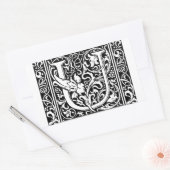 Letter U Middeleeuws Monogram Art Nouveau Rechthoekige Sticker (Envelop)