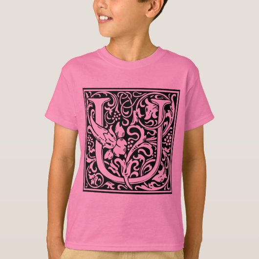Letter U Middeleeuws Monogram Art Nouveau T-shirt (Voorkant)