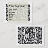 Letter U Middeleeuws Monogram Art Nouveau Visitekaartje (Voorkant / Achterkant)