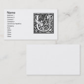 Letter U Middeleeuws Monogram Art Nouveau Visitekaartje (Voorkant / Achterkant)