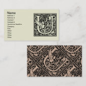 Letter U Middeleeuws Monogram Art Nouveau Visitekaartje (Voorkant / Achterkant)