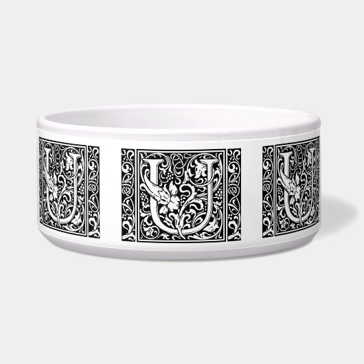 Letter U Middeleeuws Monogram Art Nouveau Voerbakje (Rechts)