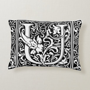 Letter U Middeleeuwse Monogram Art Nouveau Accent Kussen