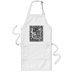 Letter U Middeleeuwse Monogram Art Nouveau Lang Schort