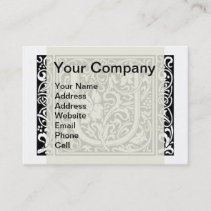 Letter U Middeleeuwse Monogram Art Nouveau Visitekaartje