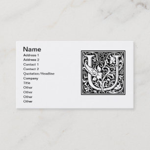 Letter U Middeleeuwse Monogram Art Nouveau Visitekaartje