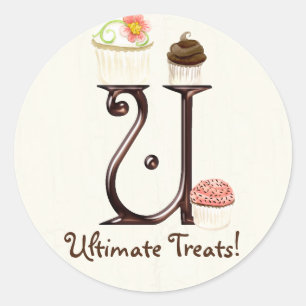 Letter U Monogram Cupcake Logo Zakelijke Stickers