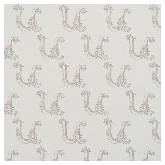 Letter U monogram decoratieve tekst aangepaste tek Stof (Swatch)