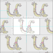 Letter U monogram decoratieve tekst aangepaste tek Stof (Delen)