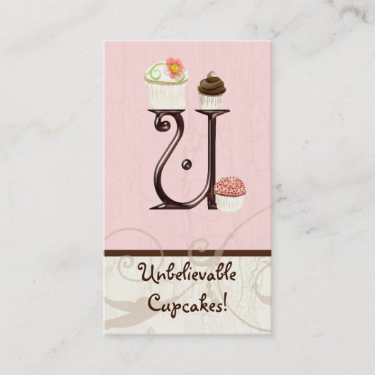 Letter U Monogram Dessert Bakkerij Visitekaartjes (Voorkant)