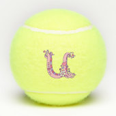Letter U-monogram meisjes gepersonaliseerde doedel Tennisballen (Achterkant)