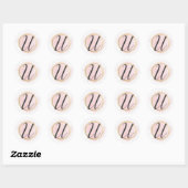 Letter U Monogram Roze Roze Waterverf Goud Chic Ronde Sticker (Vel)