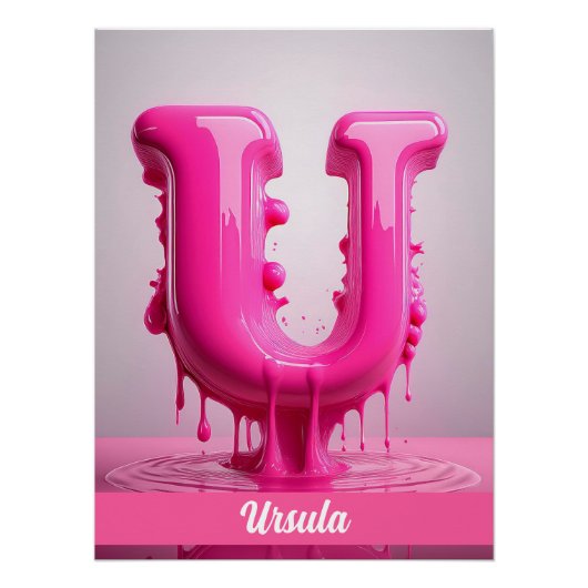 Letter U, Monogram U - Customizable Name Poster  (Voorkant)
