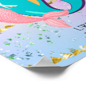 Letter U Monogram Waterverf Cute Mermaid Nursery Poster (Hoek)