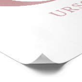 Letter U Monogram Waterverf Roos Bloemen Kinderkam Poster (Hoek)