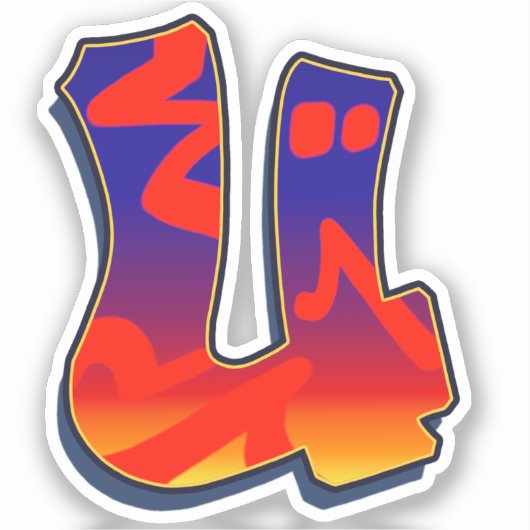 Letter U -  Night Sky Sticker (Voorkant)