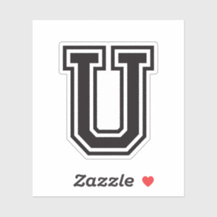 Letter U sportief collegelettertype alfabet Sticker