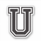 Letter U sportief collegelettertype alfabet Sticker (Voorkant)