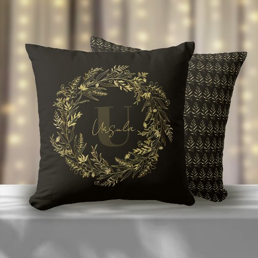 Letter U Urban Botanische Gouden Monogram Kussen