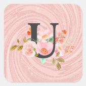 Letter U Vierkante Sticker (Voorkant)