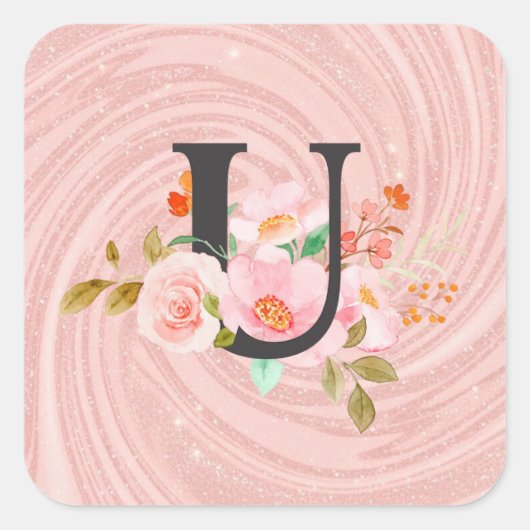 Letter U Vierkante Sticker (Voorkant)