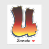 Letter U - vlammen Sticker (Vel)