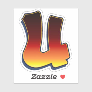 Letter U - vlammen Sticker