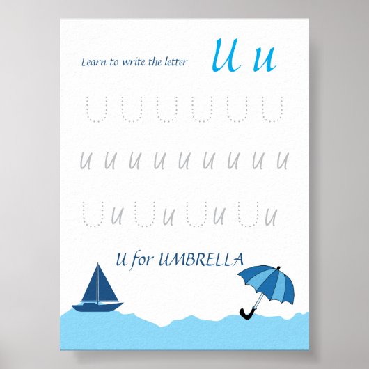 Letter U Volgen Poster voor Kinderen (Voorkant)