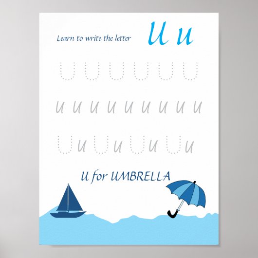 Letter U Volgen Poster voor Kinderen (Voorkant)