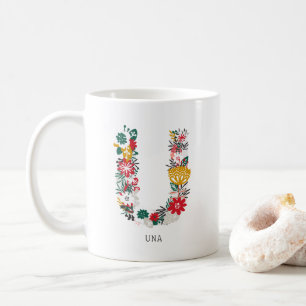 Letter U   Whimsical Floral Letter Monogram I Mok